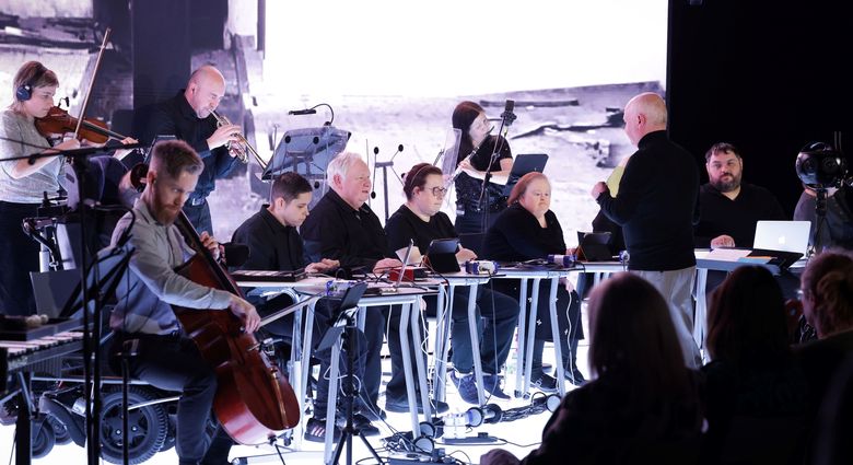 Performers on the CoSTAR Screen Lab stage
