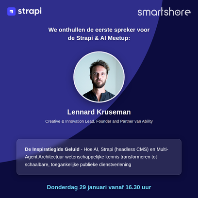 Announcing Lennard Kruseman as a speaker for a Strapi & AI Meetup
