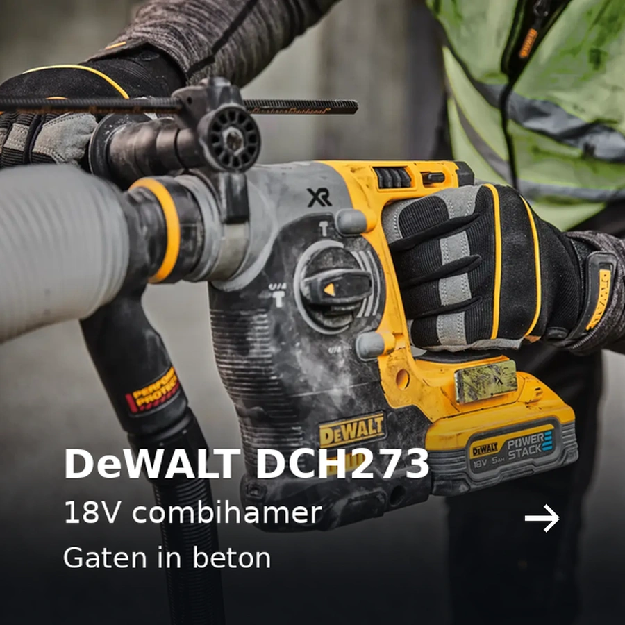 DeWALT DCH273. 18V combihamer. Gaten in beton