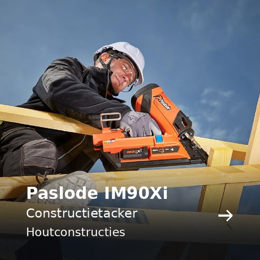 Paslode IM90Xi. Constructietacker. Houtconstructies