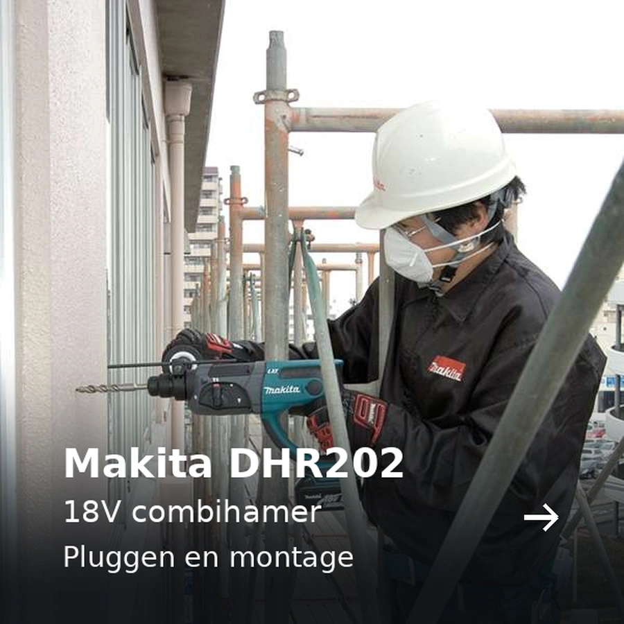 Makita DHR202. 18V combihamer. Pluggen en montage