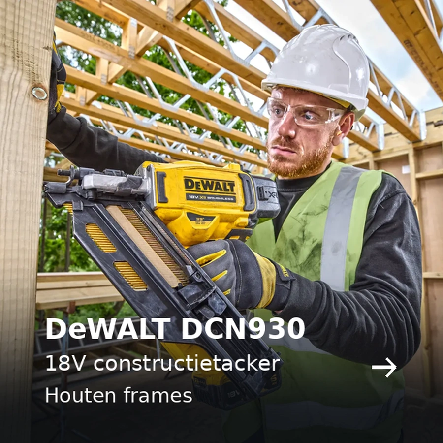 DeWALT DCN930. 18V constructietacker. Houten frames