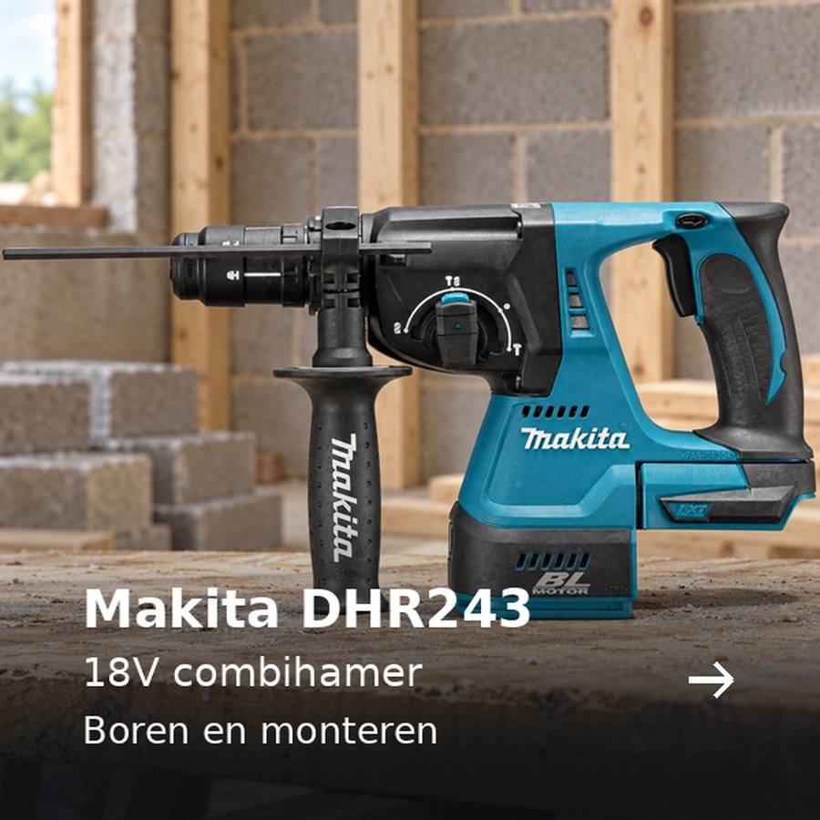 Makita DHR243. 18V combihamer. Boren en monteren
