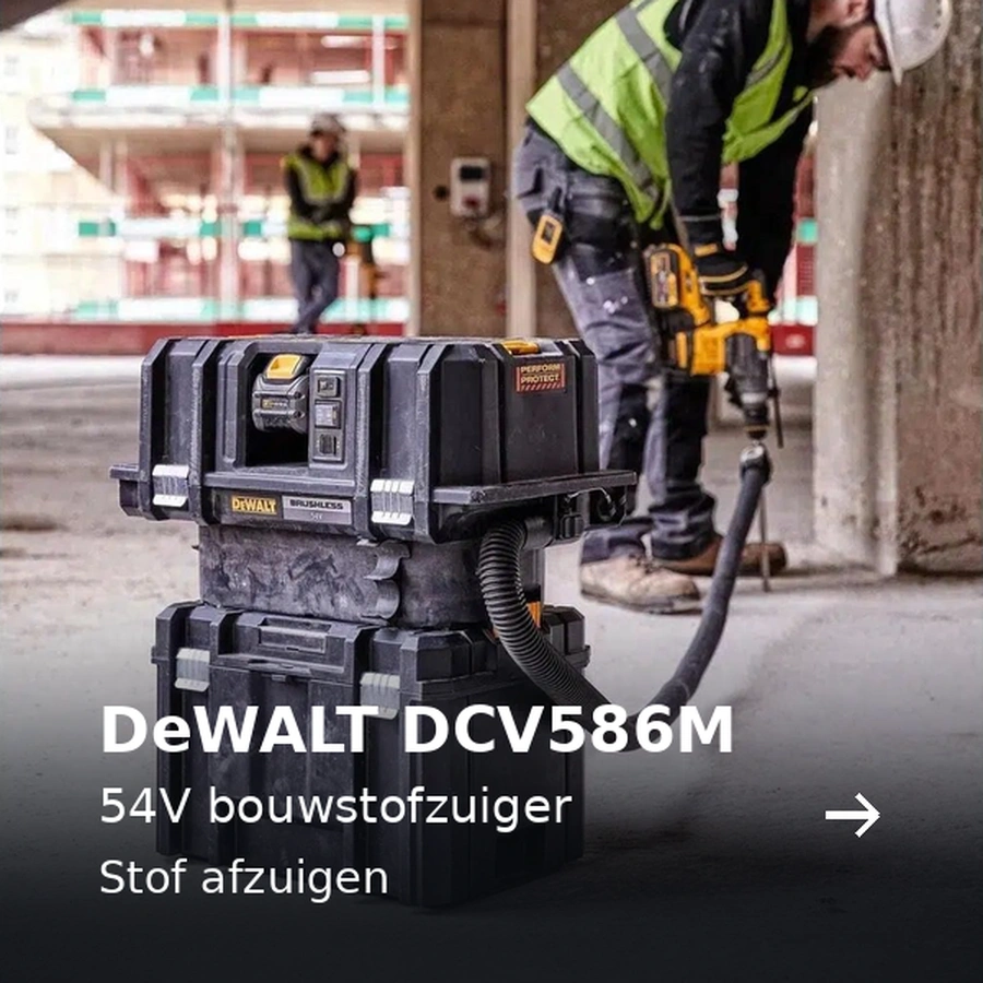 DeWALT DCV586M. 54V bouwstofzuiger. Stof afzuigen