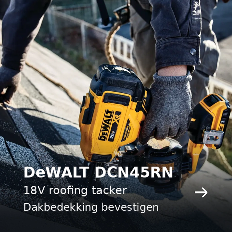 DeWALT DCN45RN. 18V roofing tacker. Dakbedekking bevestigen
