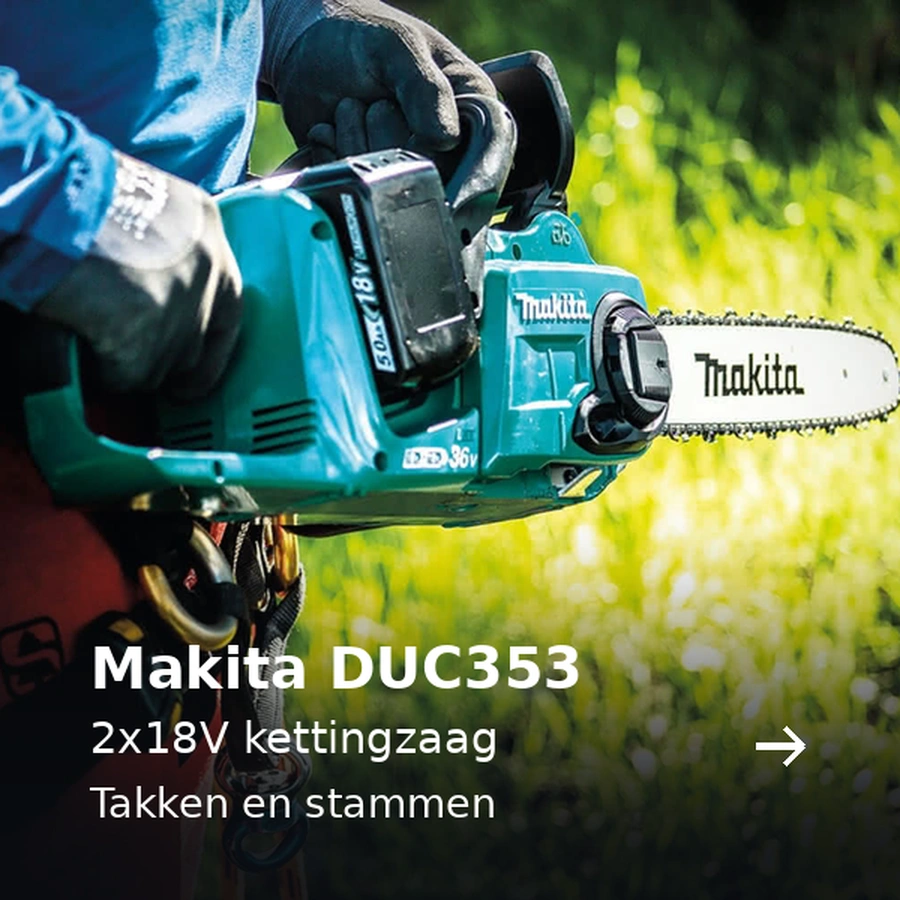 Makita DUC353. 2x18V kettingzaag. Takken en stammen