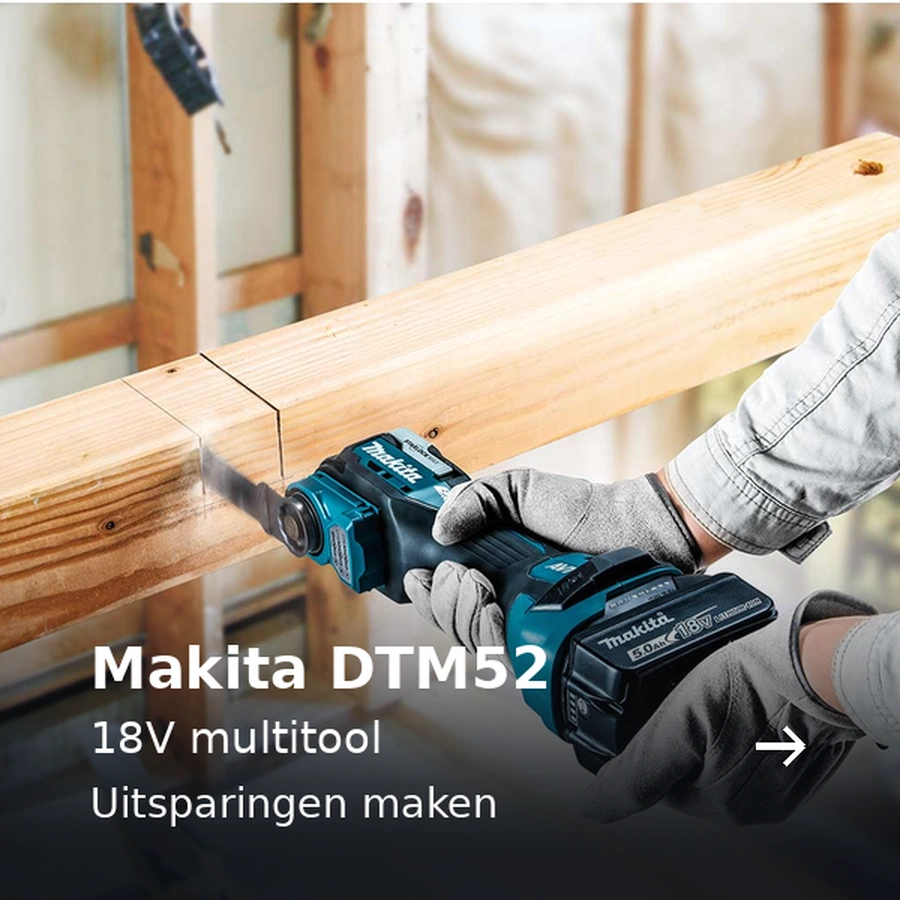 Makita DTM52. 18V multitool. Uitsparingen maken