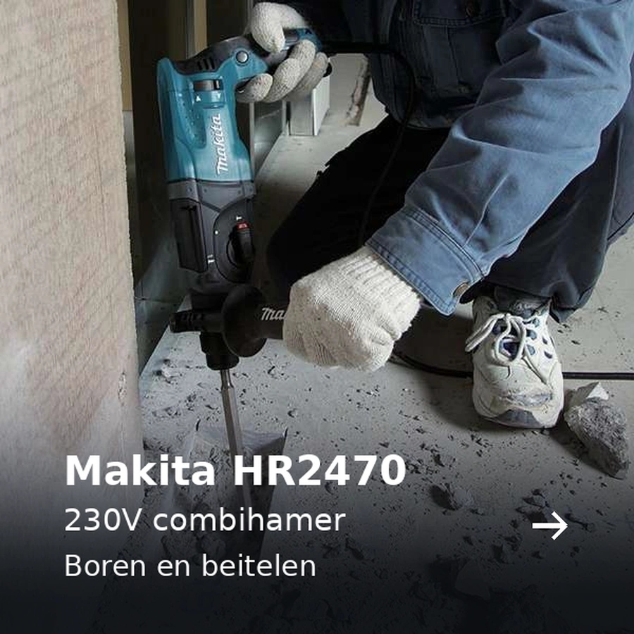 Makita HR2470. 230V combihamer. Boren en beitelen