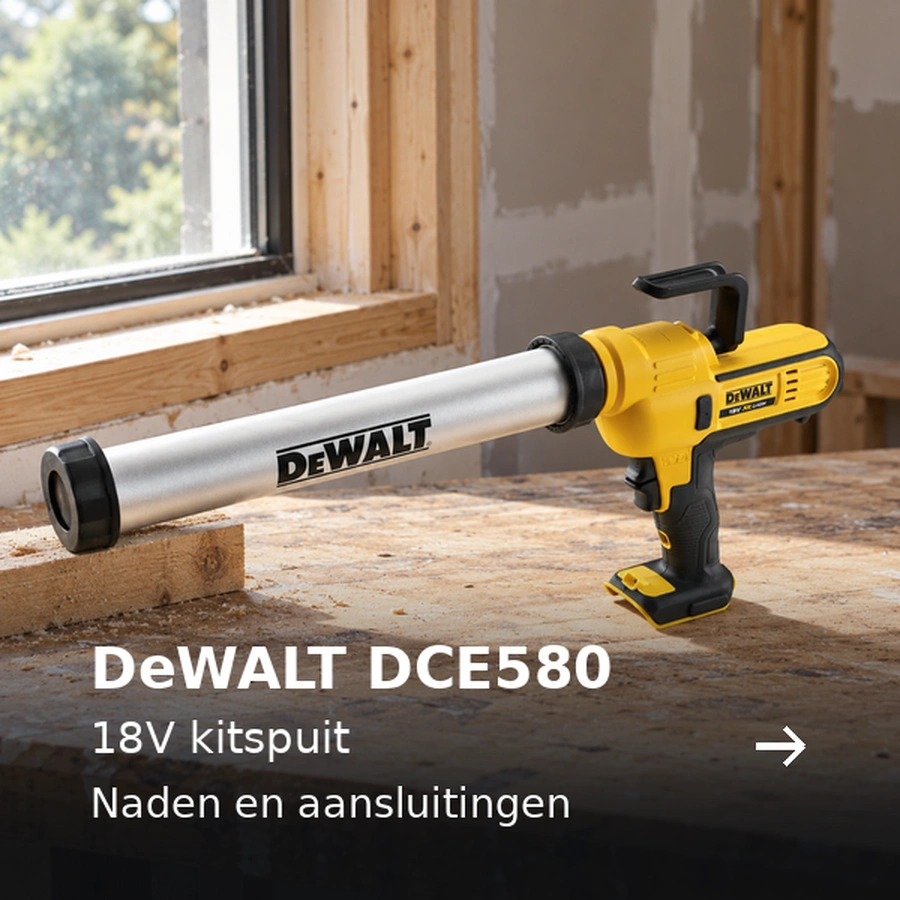 DeWALT DCE580. 18V kitspuit. Naden en aansluitingen