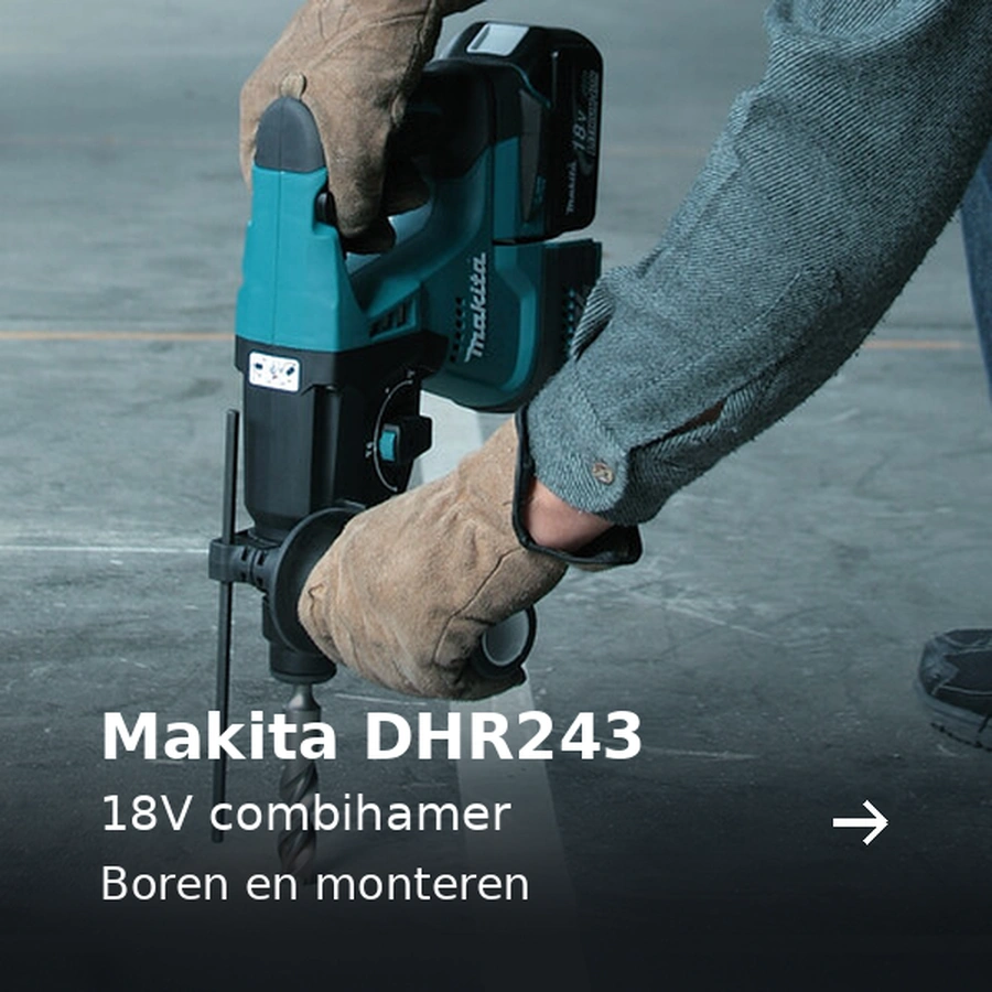 Makita DHR243. 18V combihamer. Boren en monteren