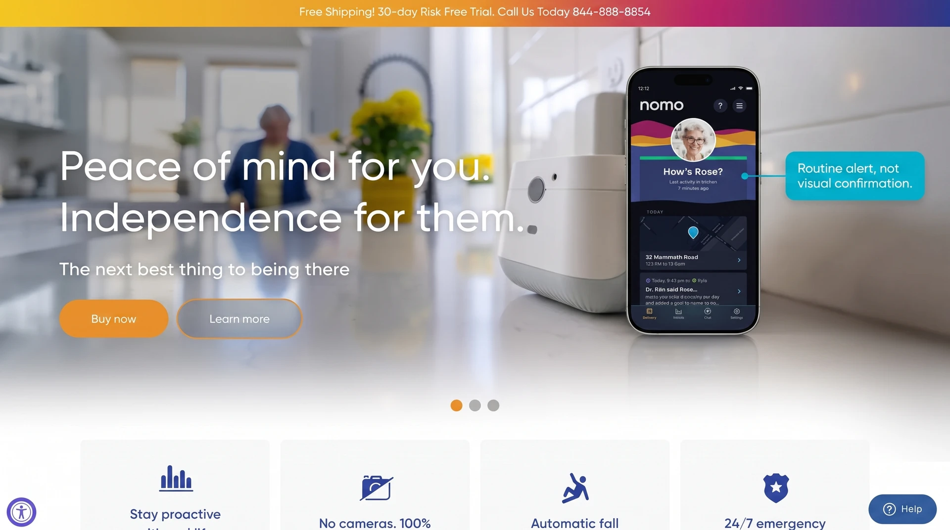 Nomo Smart Care sensor system and companion app for camera-free home routine monitoring