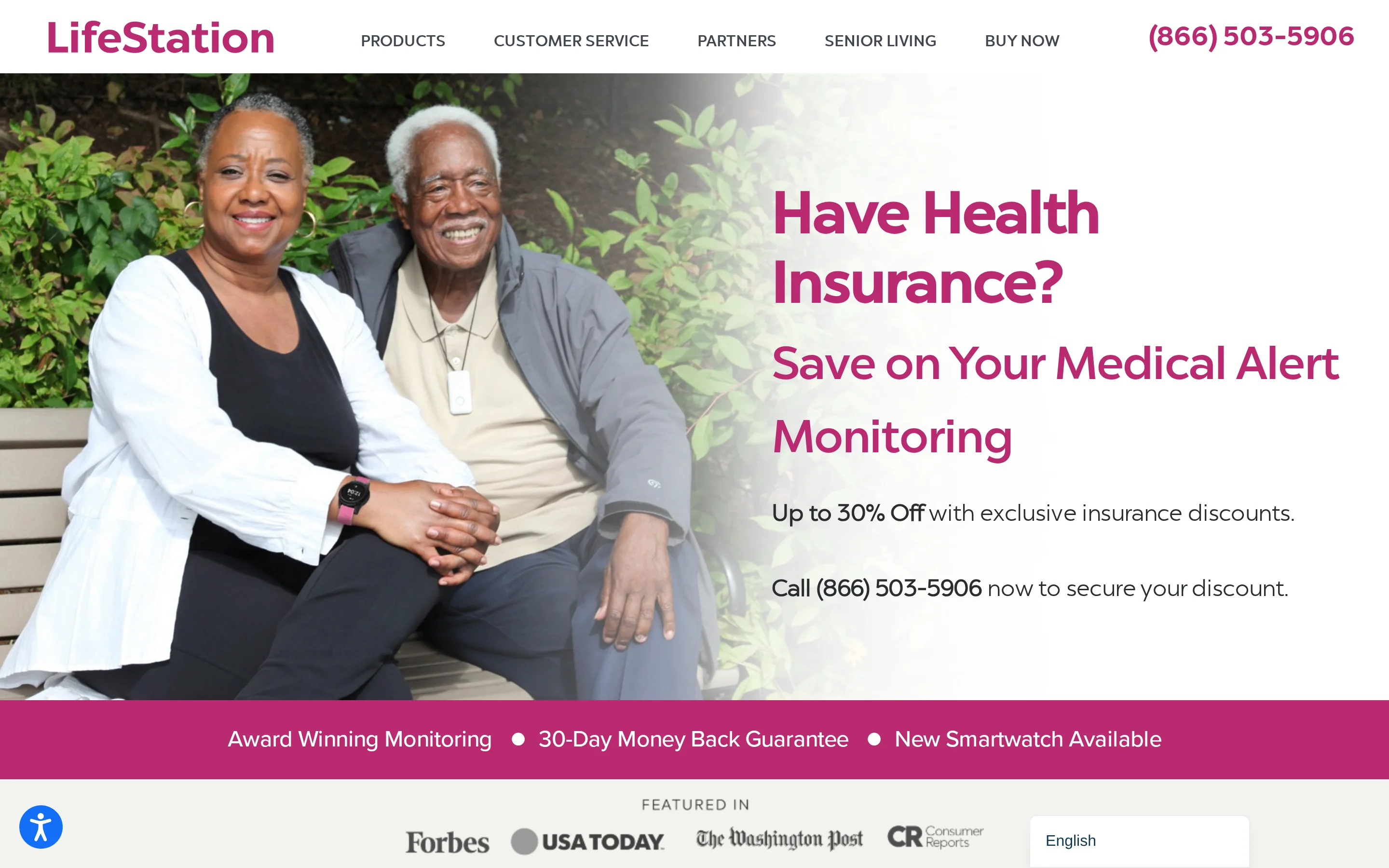 LifeStation landing page showing its medical alert system options