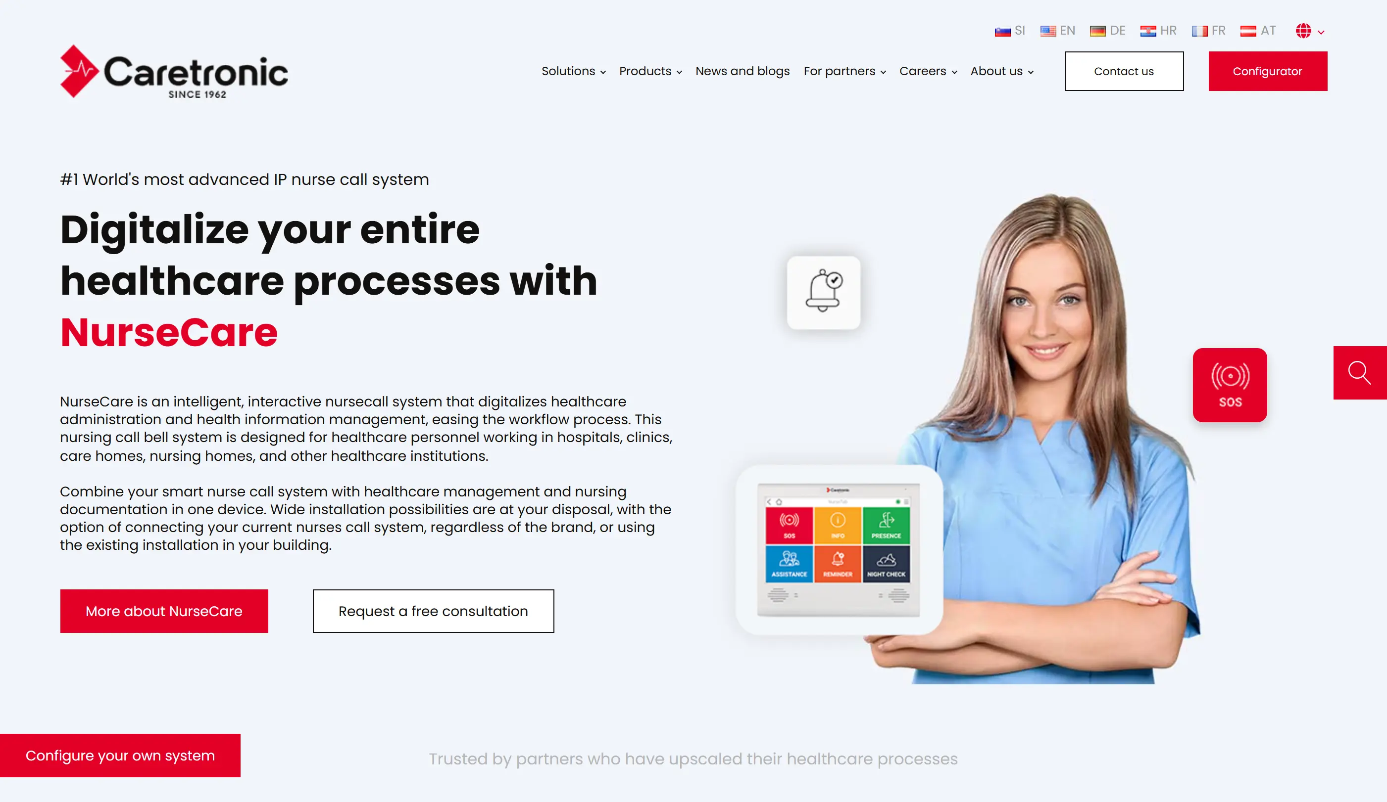 null Caretronic IP nurse call system with NurseTab bedside workflow