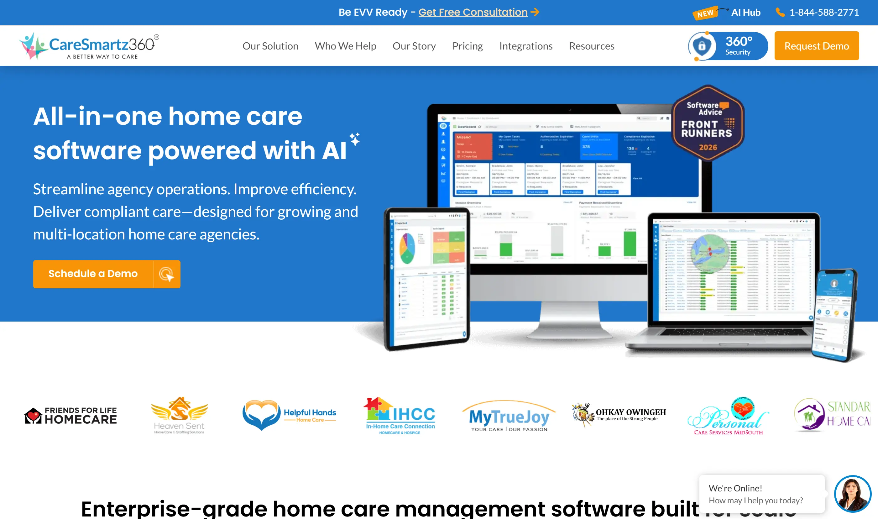 CareSmartz360 agency software for scheduling EVV billing payroll and caregiver communication