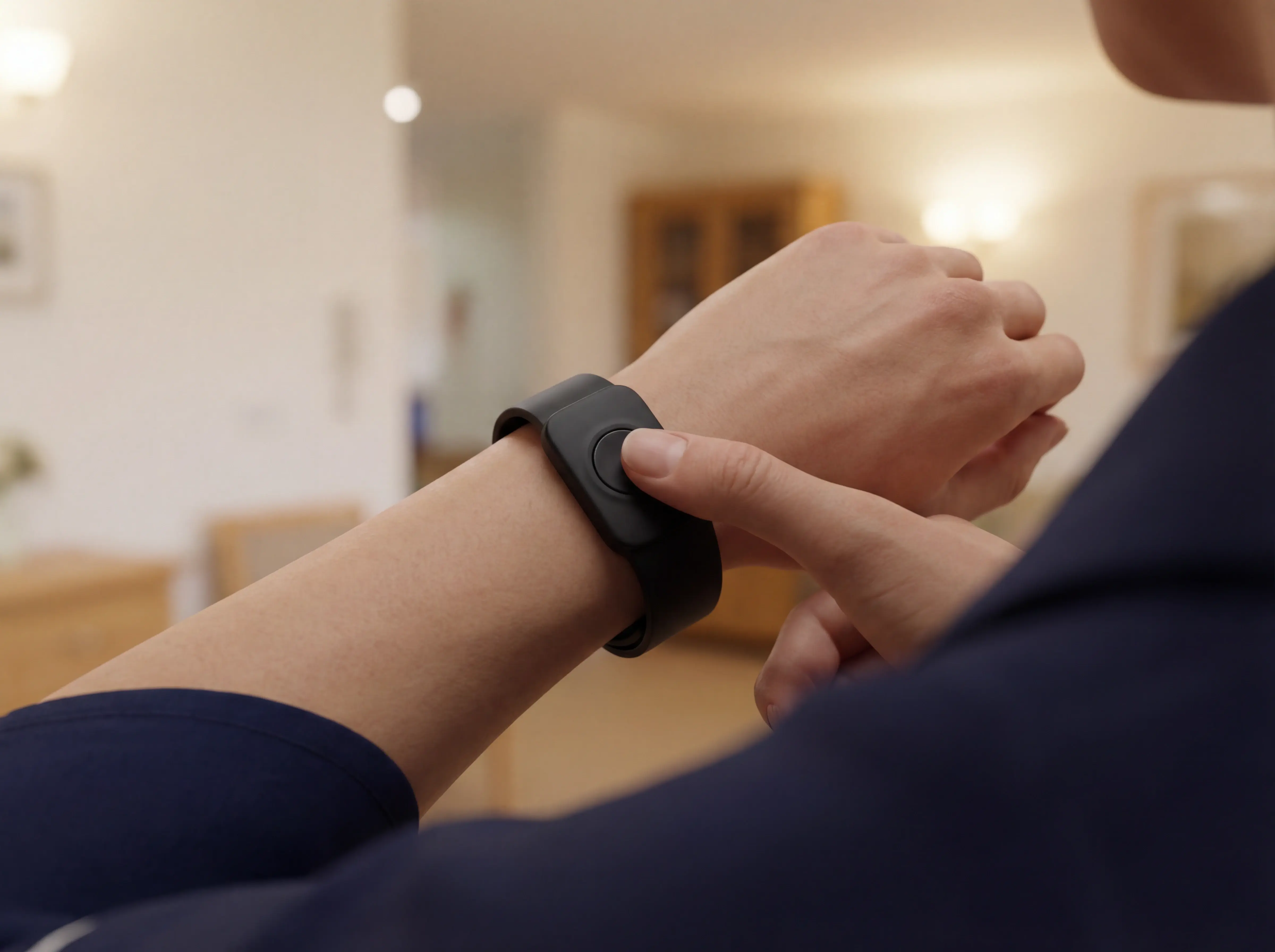 Illustration placeholder: caregiver SOS wristband action