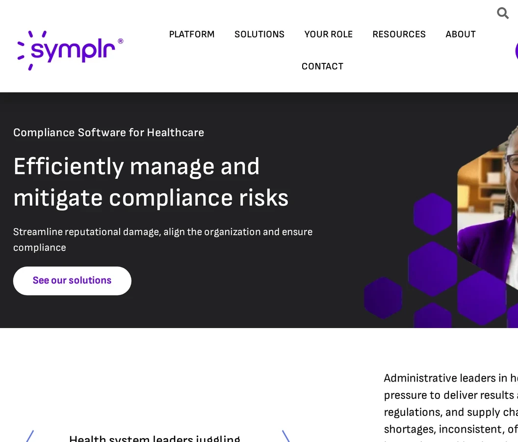 symplr’s healthcare compliance landing page.