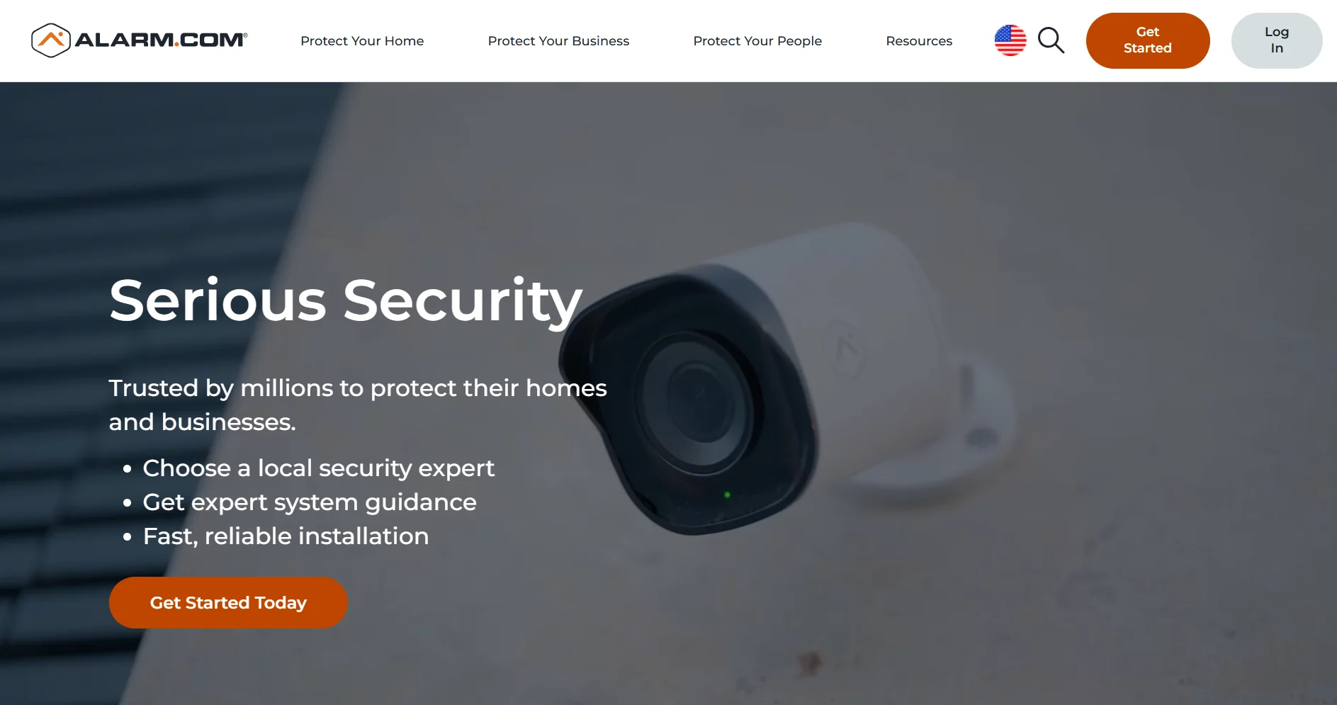 Alarm.com Wellness landing page showing senior monitoring dashboard and sensor overview