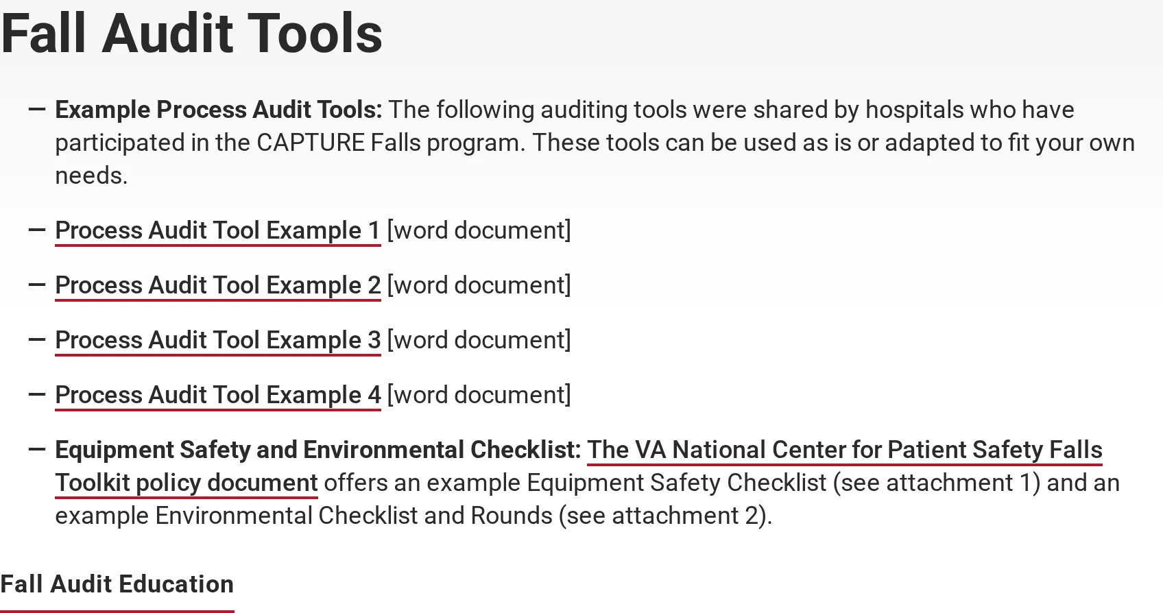 UNMC fall audit tools editable fall-prevention protocol templates