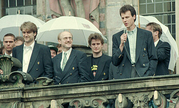 Feier des Pokalsieges 1994 auf dem Rathausbalkon in Bremen