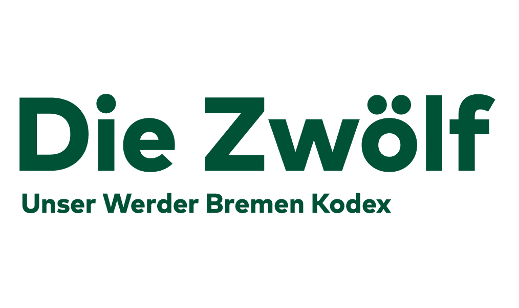 Grüner Text auf weißem Hintergrund "Die Zwölf Unser Werder Bremen Kodex"