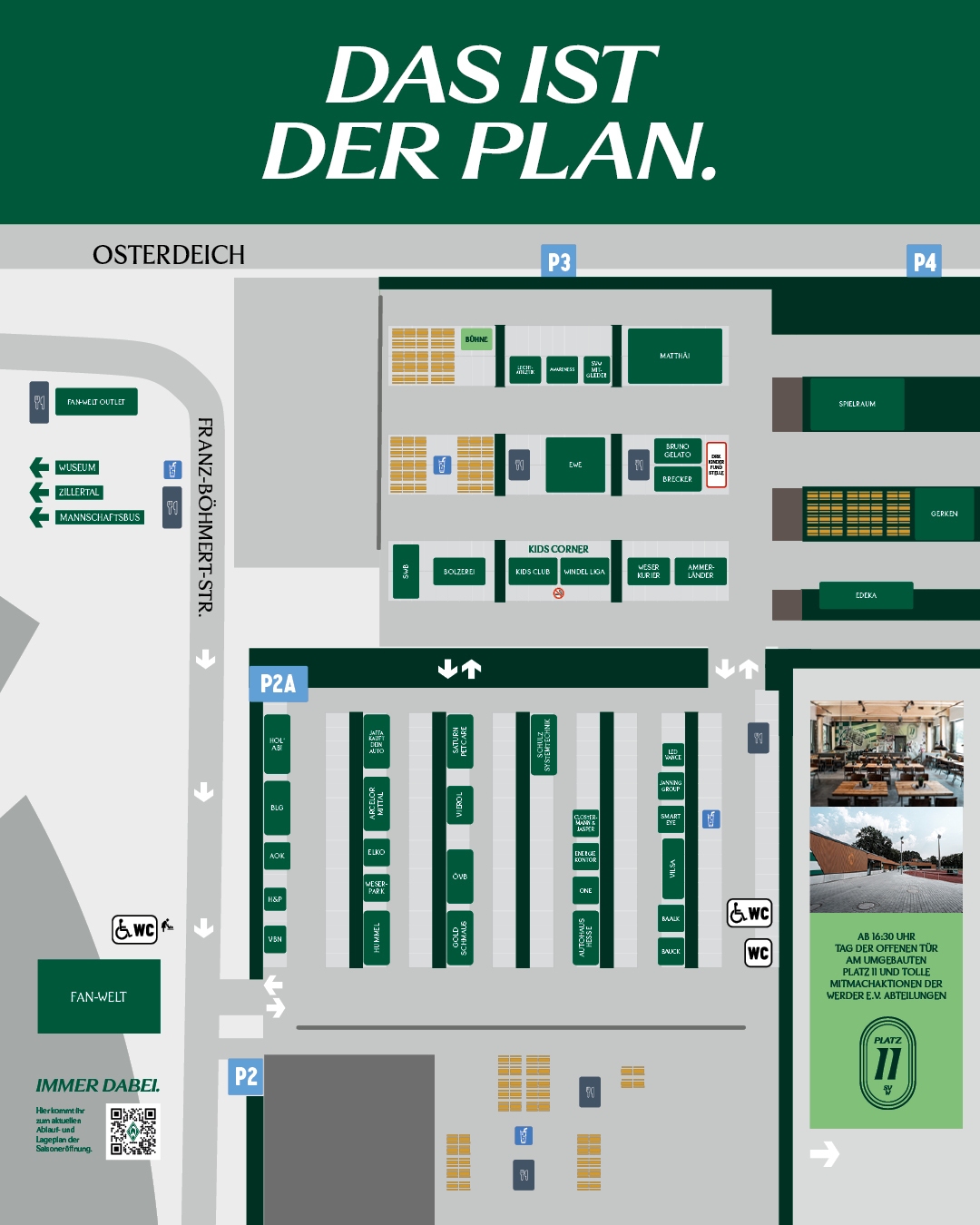 Ein Lageplan vom Veranstaltungsgelände rundum das Weserstadion. Über der Grafik steht "Das ist der Plan."