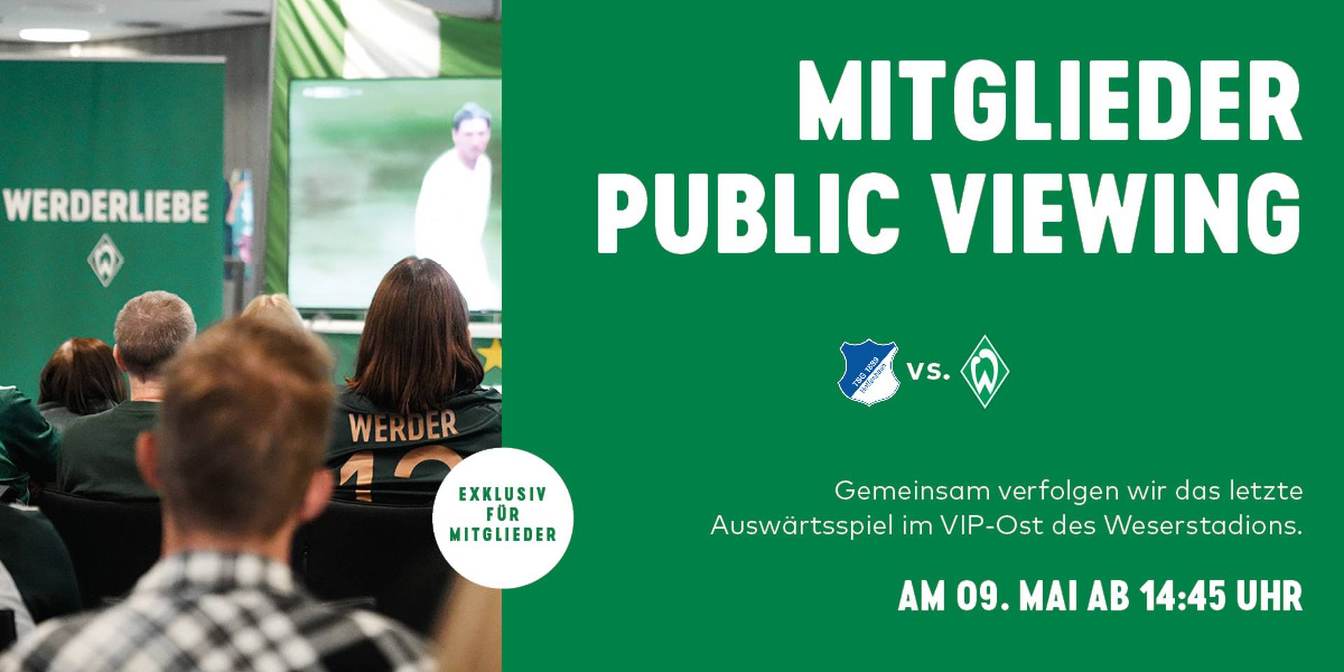 Einladung für das Mitglieder Public Viewing für das Auswärtsspiel gegen die TSG Hoffenheim.