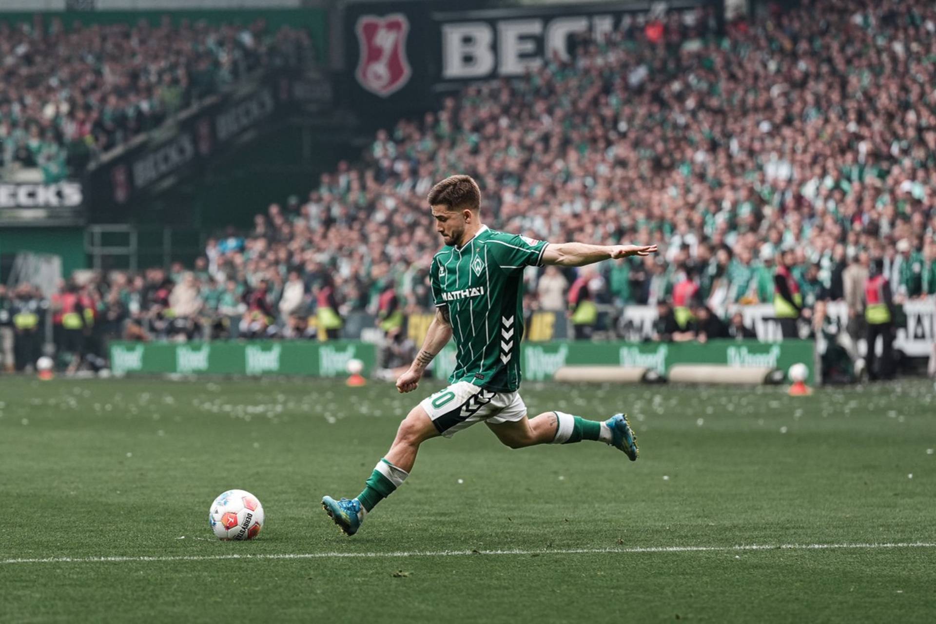 Schmid am Ball beim Nordderby gegen den HSV
