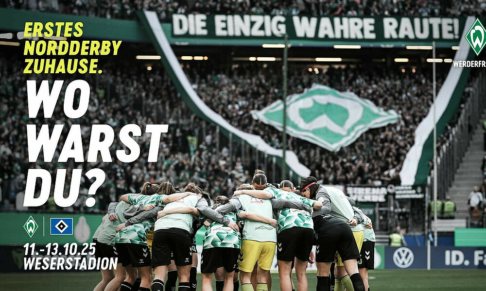 null Asset mit datum und Slogan zum Highlightspiel der Werderfrauen.