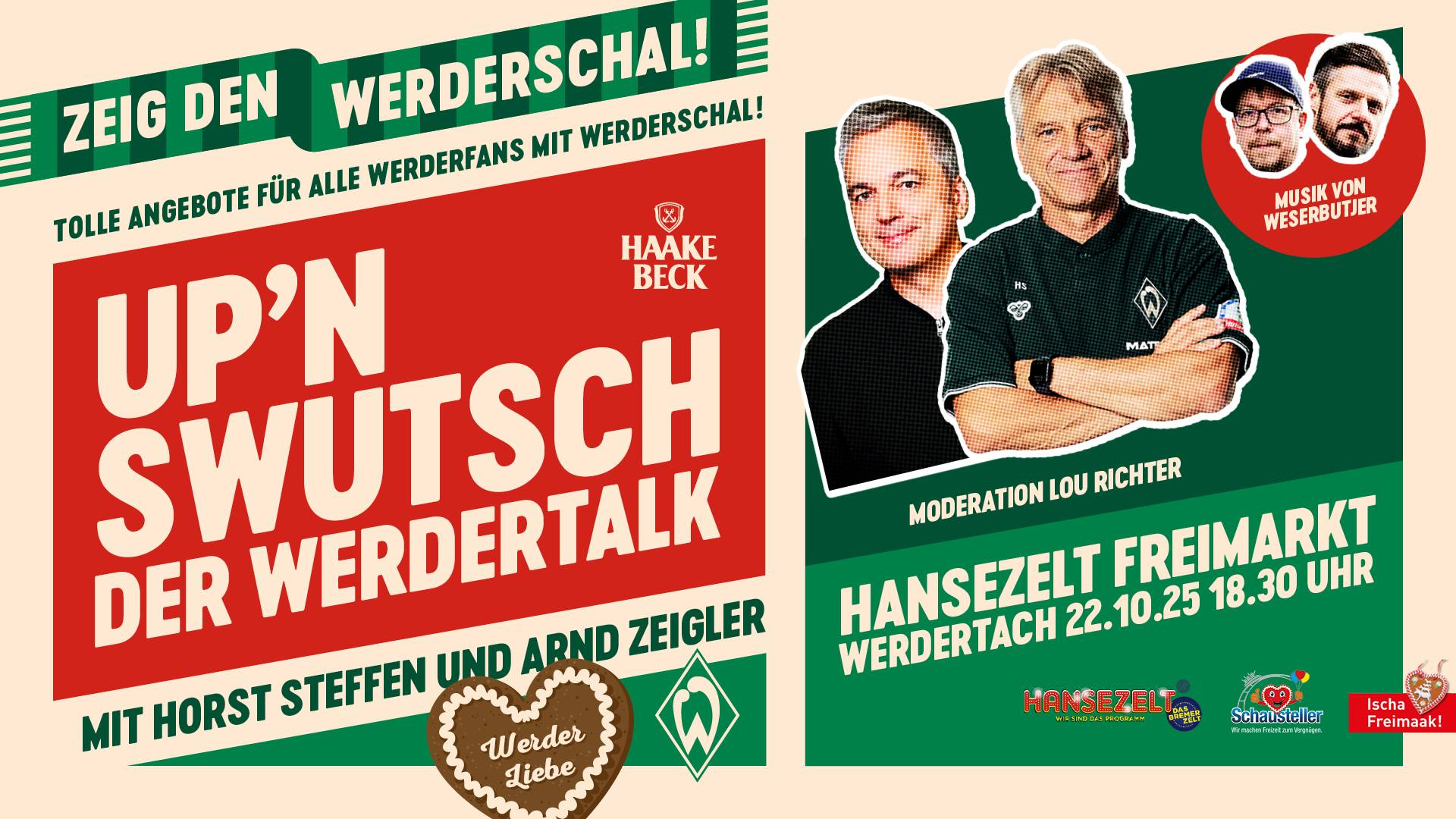Ein Flyer vom Werdertalk im Hansezelt auf dem Freimarkt.