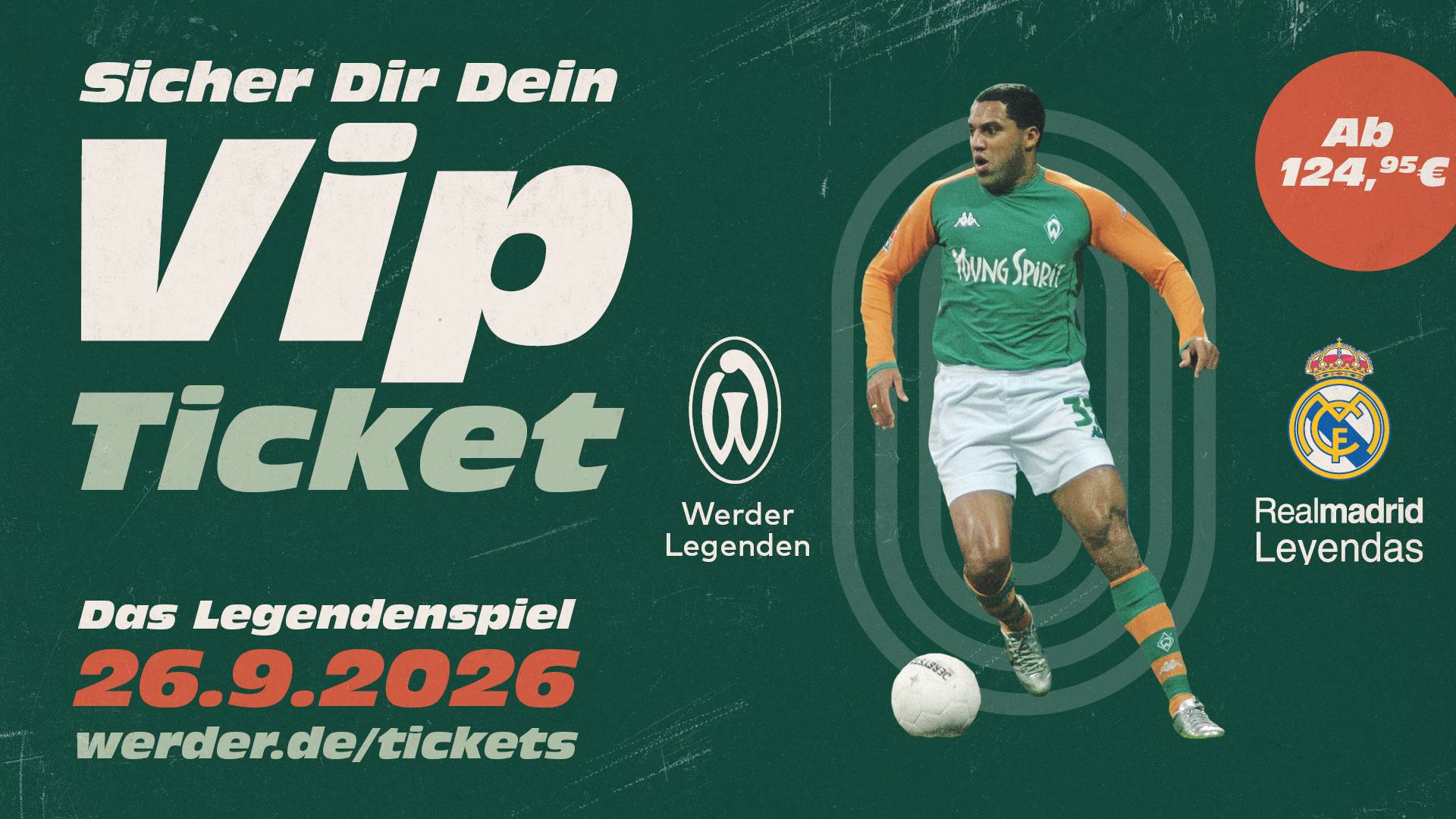 Eine Grafik, auf der Ailton zu sehen ist sowie die Infos zu den VIP-Tickets für das Legendenspiel.