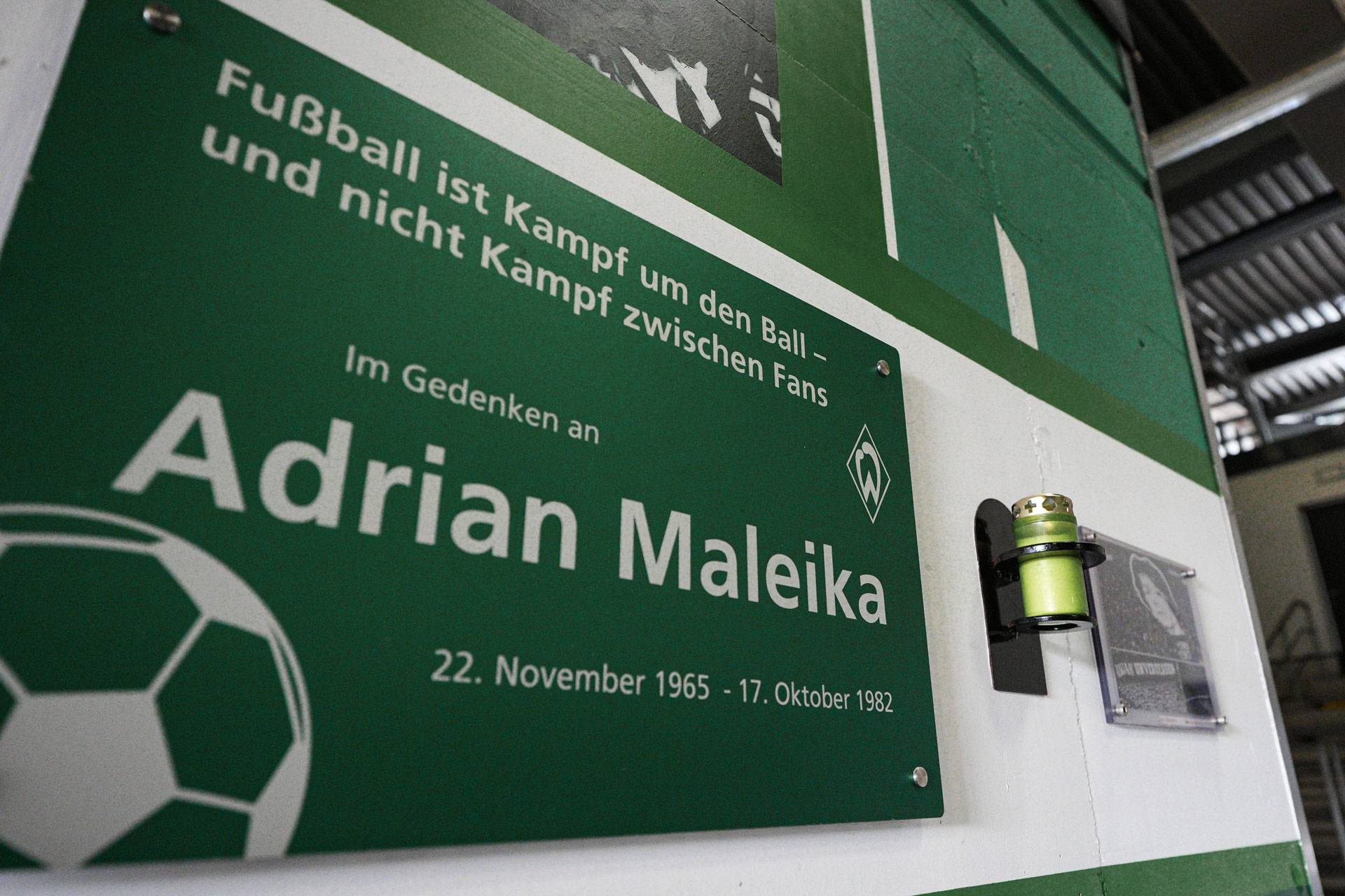 Gedenktafel für Adrian Maleika im Weserstadion