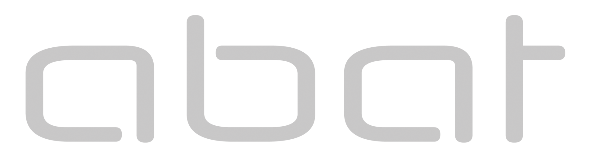 Stilisiertes Kleinbuchstaben-Logo in Hellgrau mit der Aufschrift „abat“ auf transparentem Hintergrund.