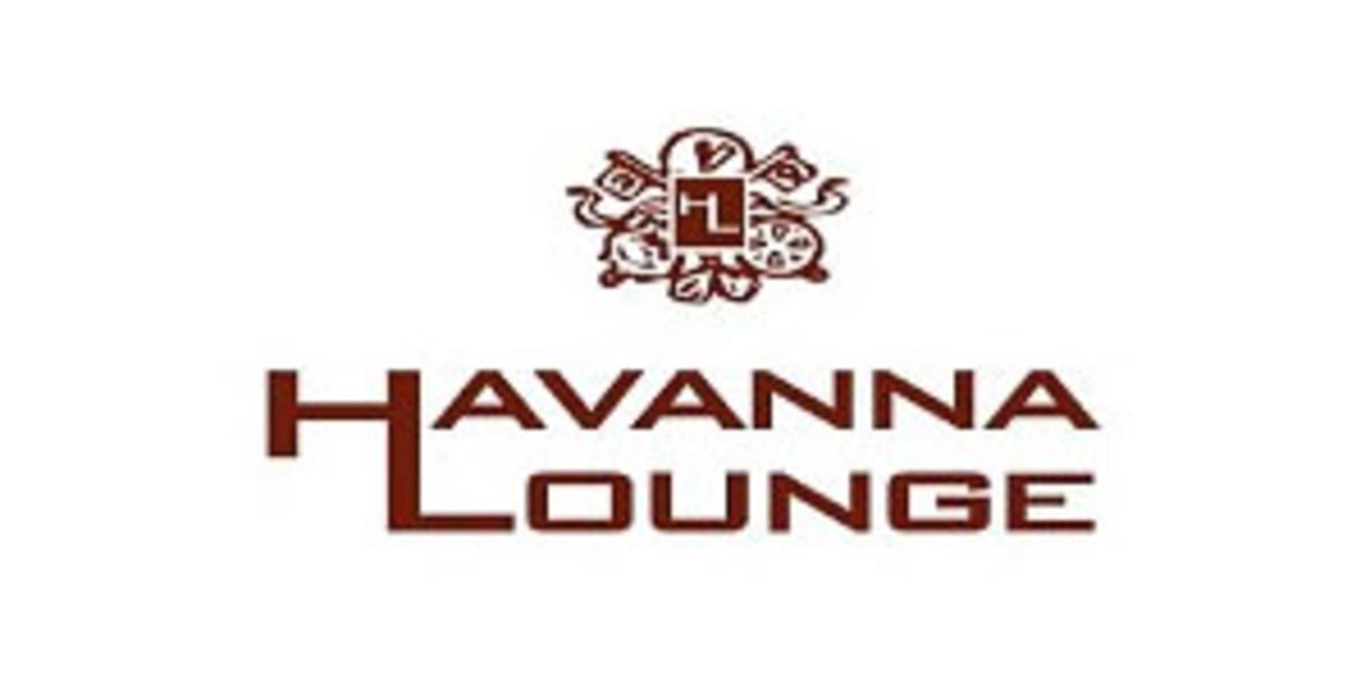 Logo der Havanna Lounge mit stilisiertem braunem Schriftzug und einem verzierten Emblem mit einem „H“ oben.