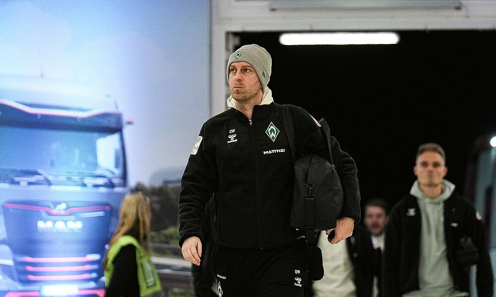 Ole Werner nach der Ankunft im Stadion. 
