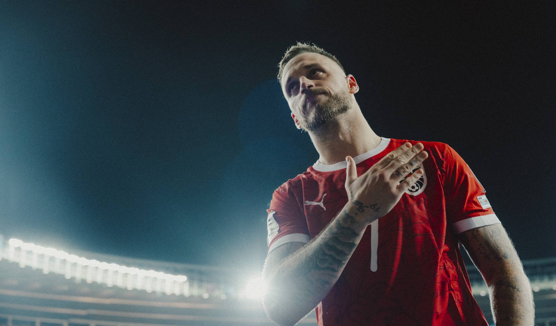 Marko Arnautovic klopft sich auf die Brust.