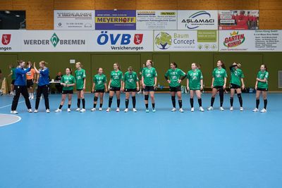 Die Handballerinnen von Werder Bremen in der Klaus-Dieter-Fischer-Halle