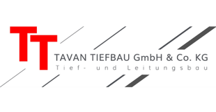 Logo der Tavan Tiefbau GmbH & Co. KG mit roten „TT“-Initialen und schwarzen diagonalen Linien auf weißem Hintergrund.