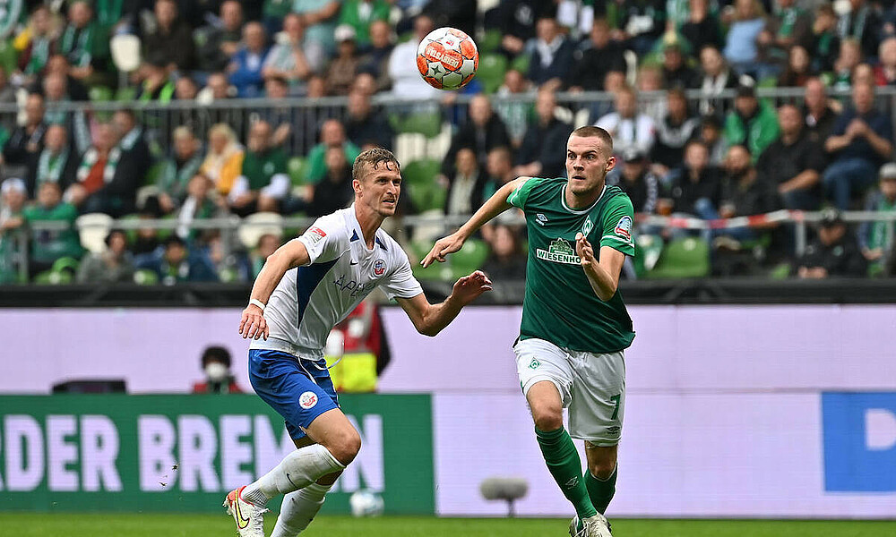 Marvin Ducksch gab im Hinspiel gegen Hansa Rostock sein Werder-Debüt 