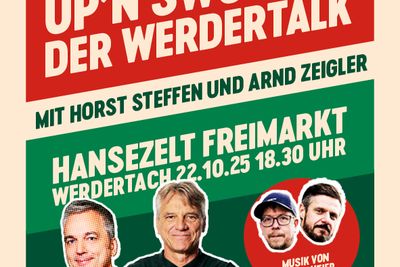 Ein Flyer vom Werdertalk im Hansezelt auf dem Freimarkt.