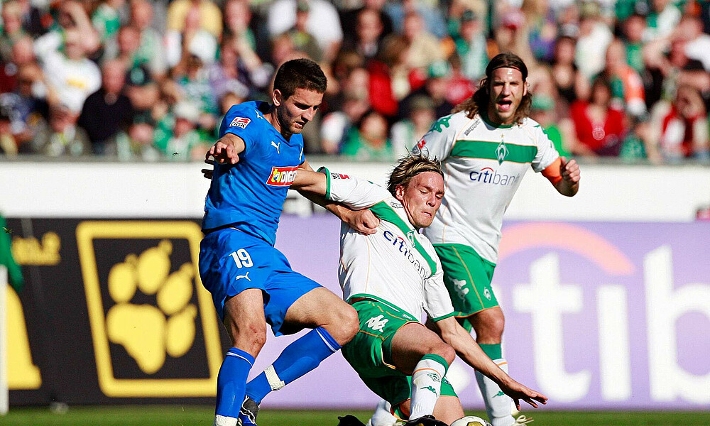 Fritz im Zweikampf mit Ibisevic von Hoffenheim 2008 im Weserstadion