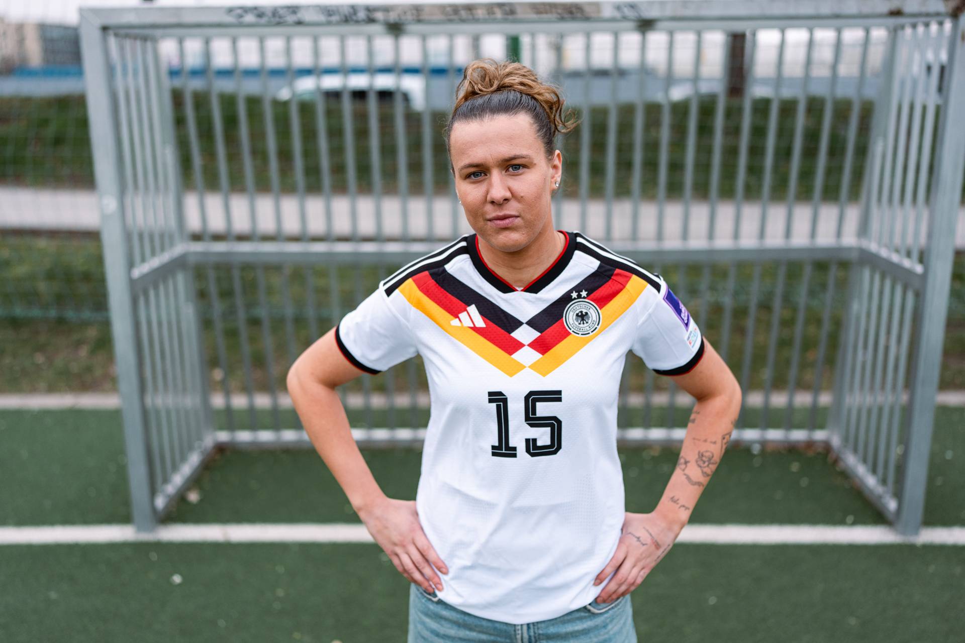 Larissa Mühlhaus im Trikot der deutschen Nationalmannschaft.