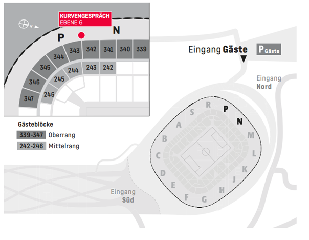 Eine Grafik vom Gästeblock in der Allianz Arena.