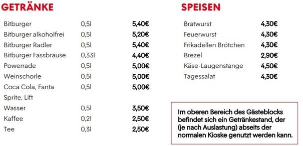 Ein Foto der Speisekarte.