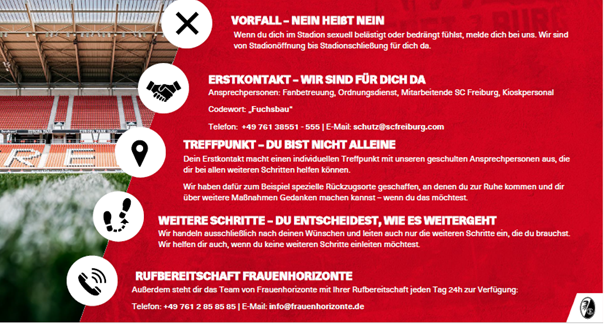 Aufgelistet sind die Awareness-Hinweise für das Freiburgspiel.