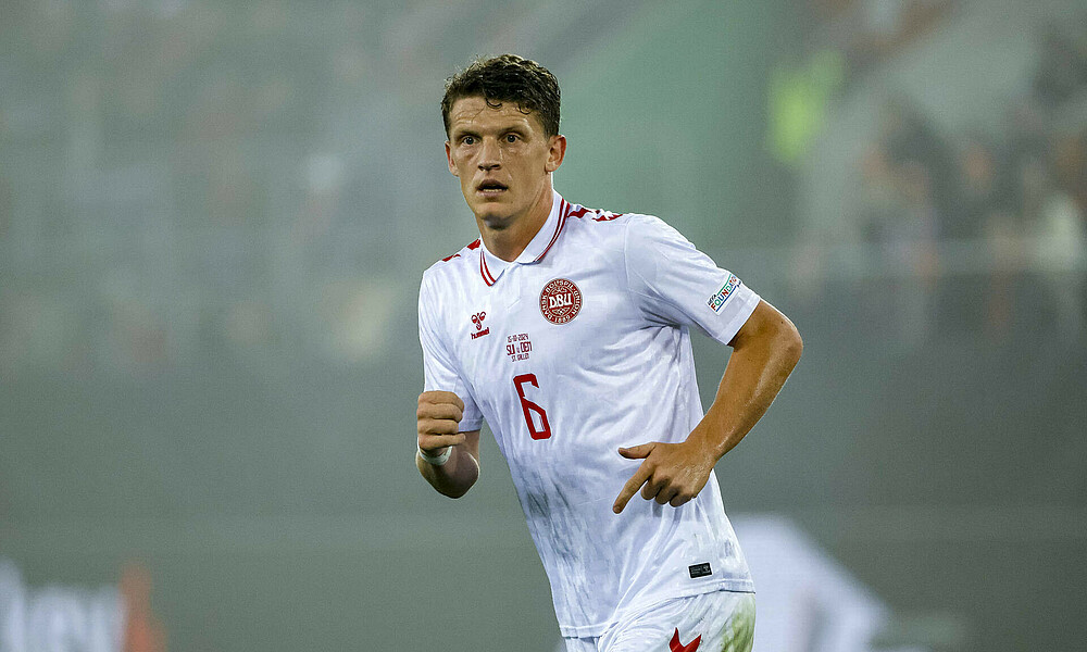 null Jens Stage im Trikot der dänischen Nationalmannschaft.