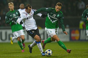 Marko Arnautovic im Werder-Trikot beim Champions-League-Spiel 2010 gegen Inter Mailand