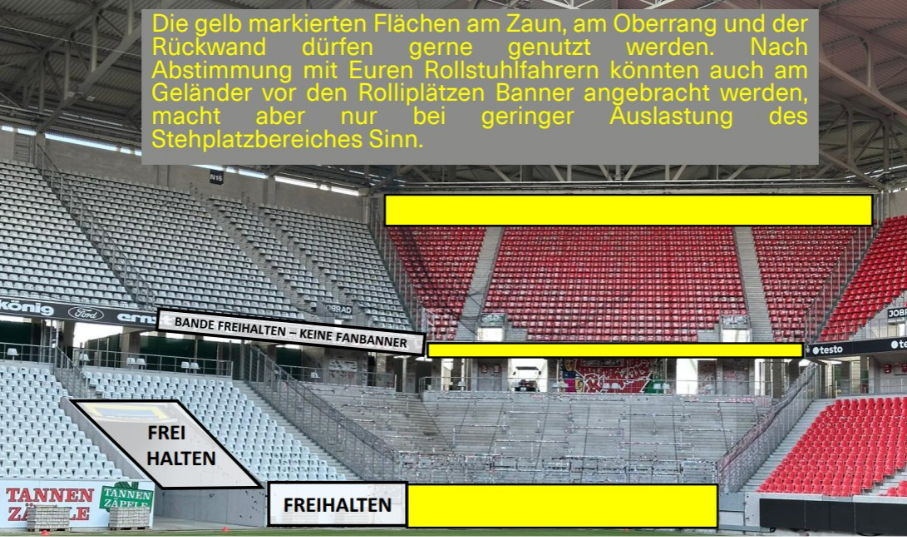 Abgebildet ist der Gästeblock im Europa-Park-Stadion.