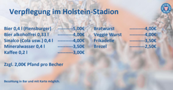 Die Preisliste der jeweiligen Cateringprodukte. 