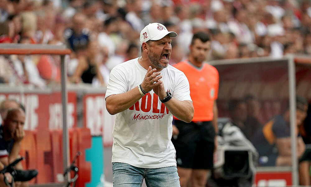 Steffen Baumgart in seiner Coaching Zone. 