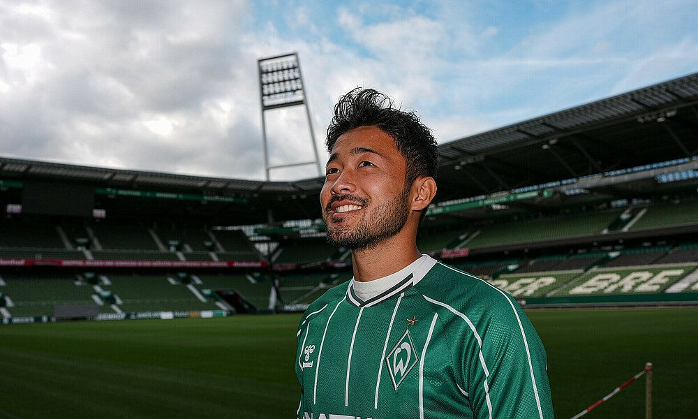 null Sugawara im Werder-Heimtrikot.